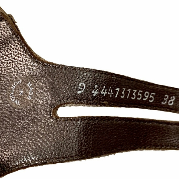 MEPHISTO Minoa Gray Tan shimmer Rhinestone Cork Wedges 38 - Picture 10 of 13